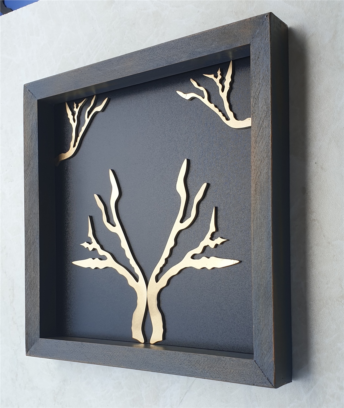 Markakanvas Doğal Masif Ahşap Eskitme Kare Tablo 30x30 cm
