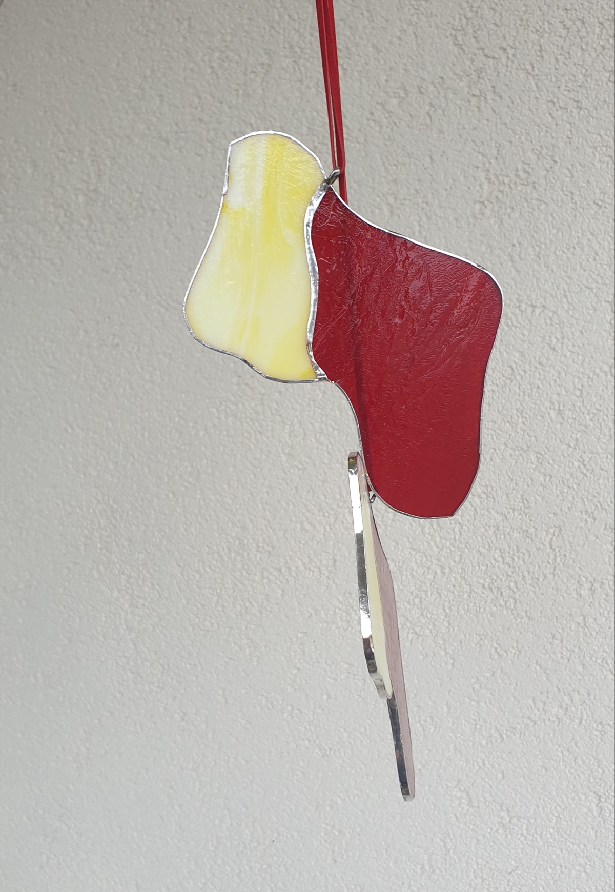 Markakanvas Kırmızı,Beyaz yılbaşı ayakkabısı cam vitray 13x10cm 
