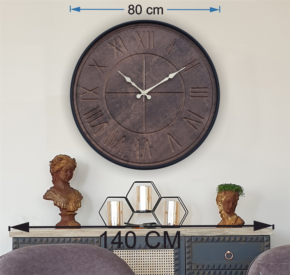 Markakanvas Metal Kasalı Beton Renkli Duvar Saati   ( Çap 50 cm - 80 cm )