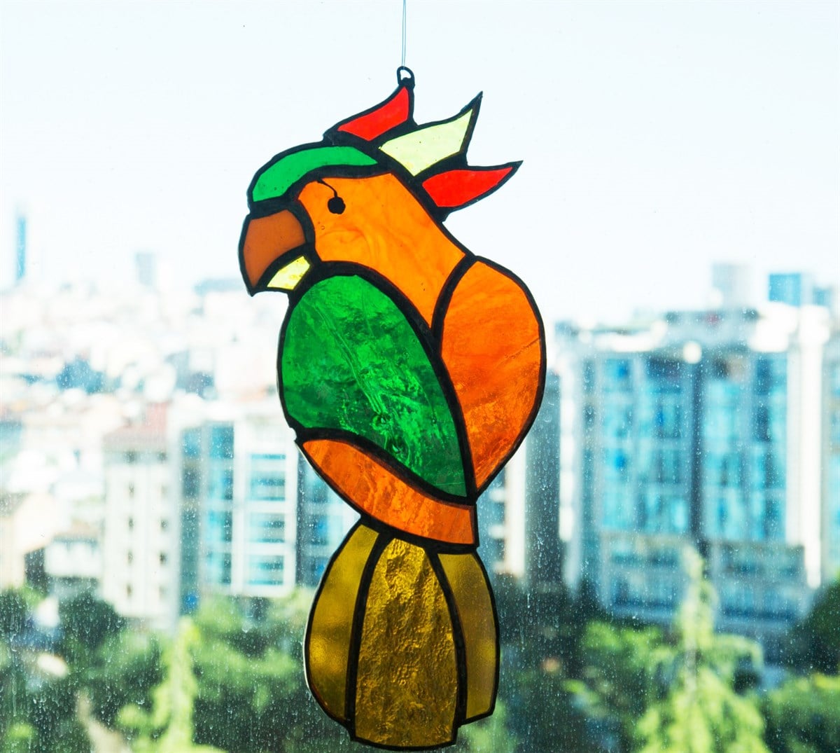 Markakanvas Papağan Kuş Cam Vitray 26x12cm