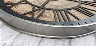 Markakanvas Gri Metal Kasalı Eski Dünya Haritalı Duvar Saati (Çap 50 cm - 80 cm )