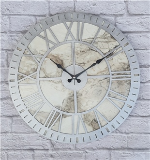 Markakanvas Mermer Desenli  Duvar Saati  Çap 50 cm-Çap 80 cm