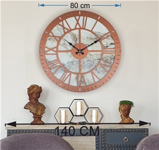 Markakanvas Mermer Desenli  Duvar Saati  Çap 50 cm-Çap 80 cm