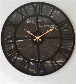 Markakanvas Mermer Desenli Metal Duvar Saati 