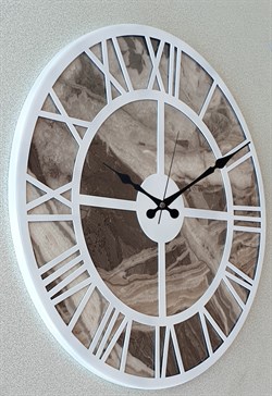 Markakanvas Mermer Desenli Metal Duvar Saati 