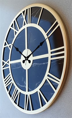 Markakanvas Mermer Desenli Metal Duvar Saati 