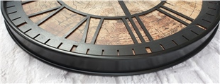 Markakanvas Siyah Metal Kasalı Eski Dünya Haritalı Duvar Saati  (Çap 50 cm - 80 cm )