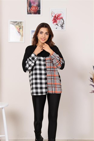 Settimo-Lsk Siyah Ekose Detaylı SweatshirtSweatshirtSWT1.K.102-SYH-SSETTİMO