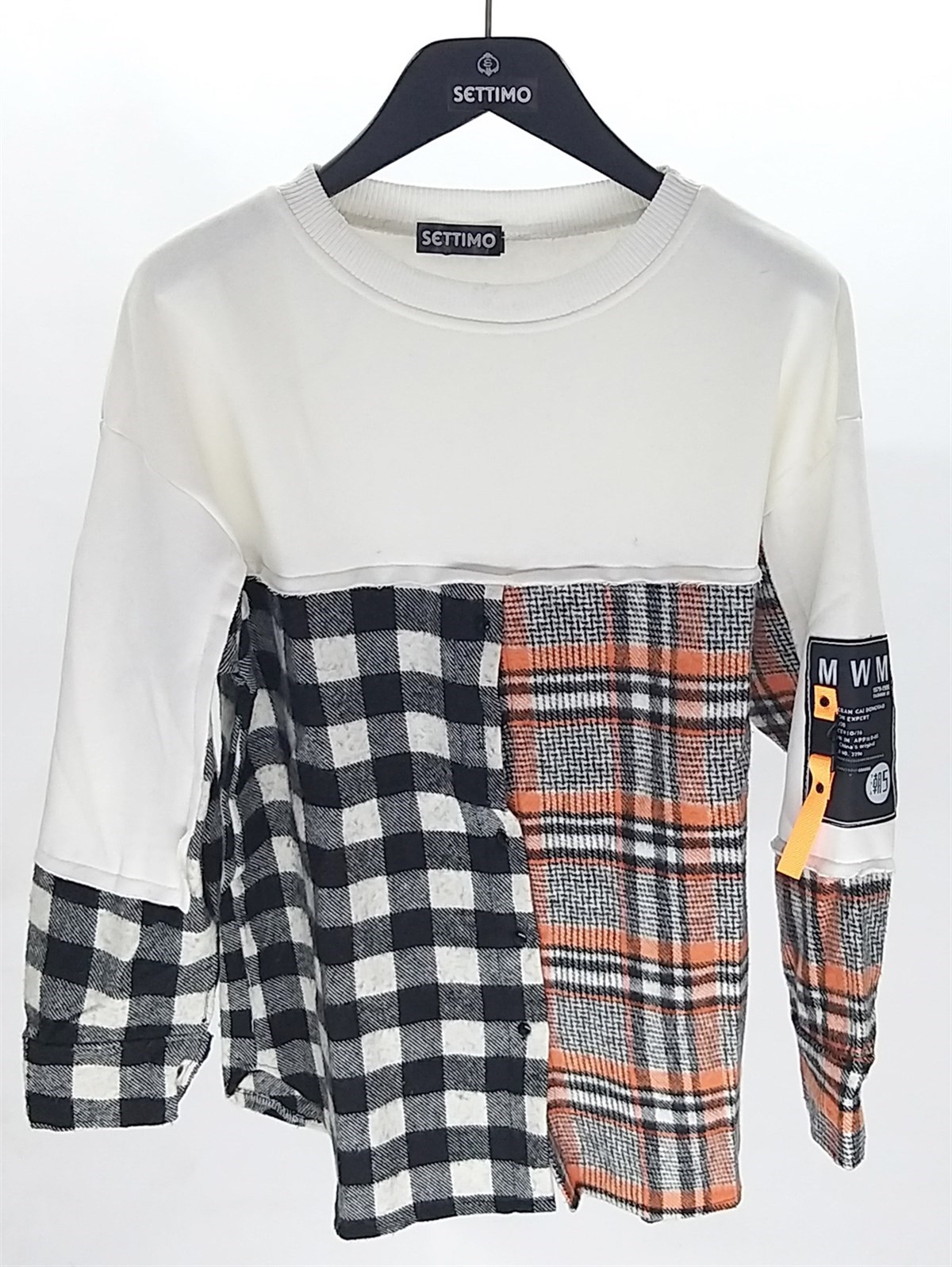 Settimo-Lsk Beyaz Ekose Detaylı SweatshirtSweatshirtSWT1.K.102-BYZ-SSETTİMO