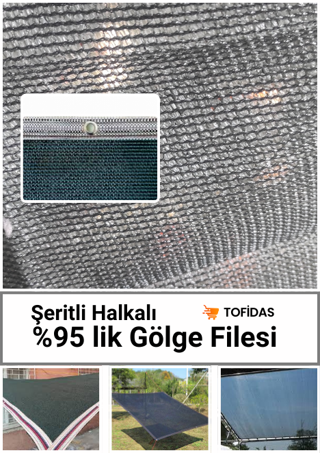 %95 Gölgelik Filesi Şeritli Halkalı