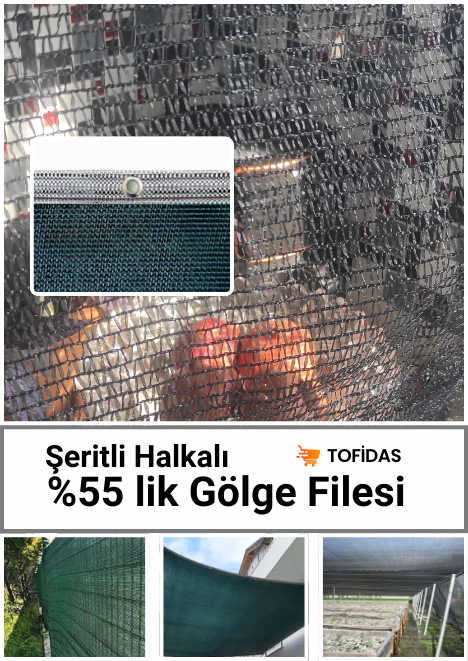 %55 Gölgelik Filesi Şeritli Halkalı