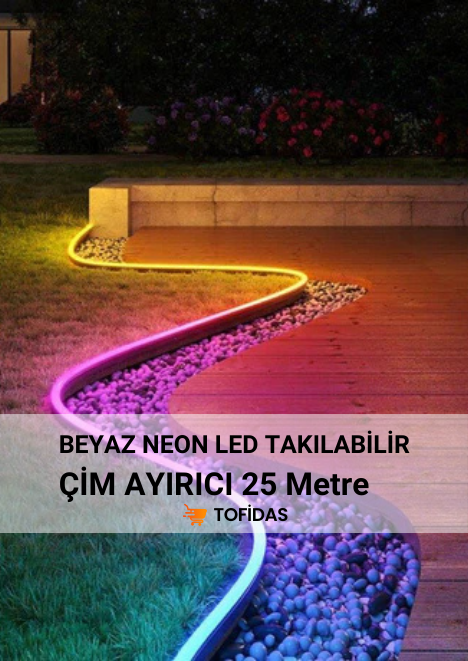 Beyaz Neon Led Takılabilir Plastik Çim Sınırlayıcı 25 m