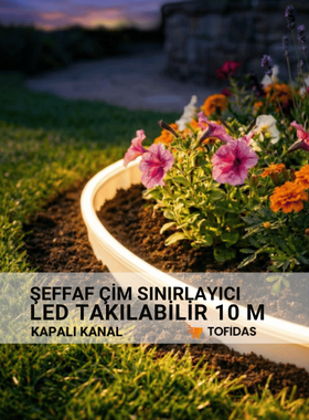 Şefaf Neon Led Takılabilir Plastik 10 M Çim Sınırlayıcı 