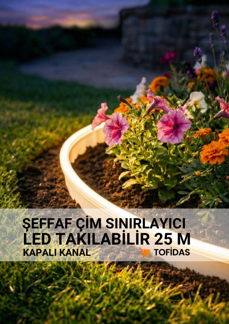 Şefaf Neon Led Takılabilir Plastik Çim Sınırlayıcı 25 m