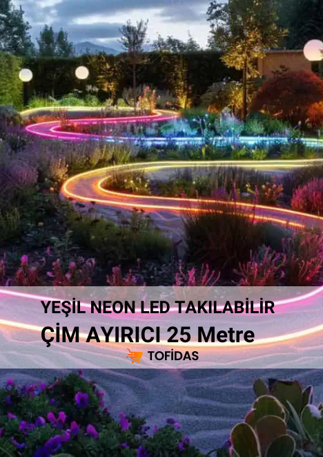 Yeşil Neon Led Takılabilir Plastik Çim Sınırlayıcı 25 m