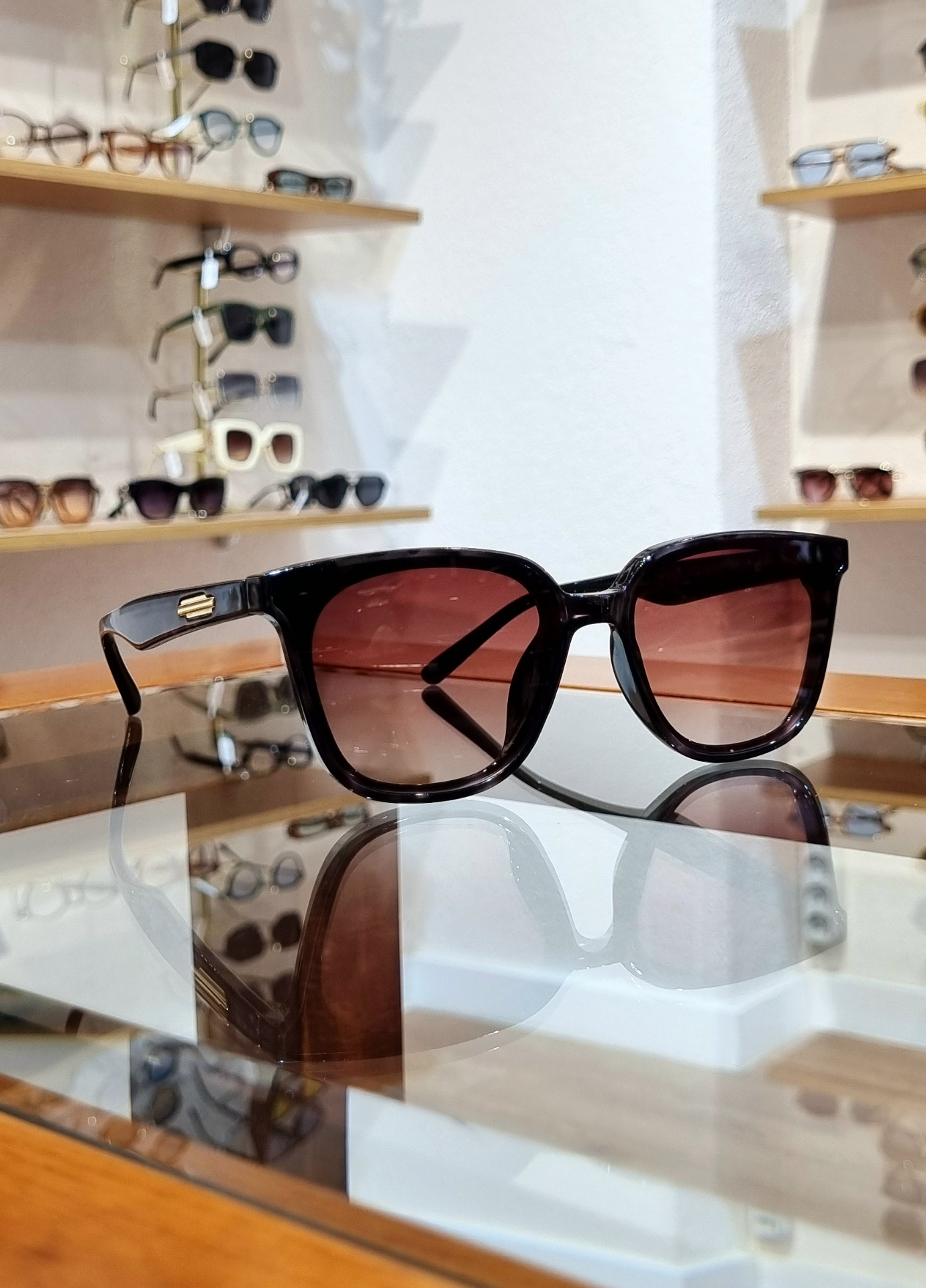 Herna Gri Leopar Desenli Kahve Lens Güneş Gözlüğü