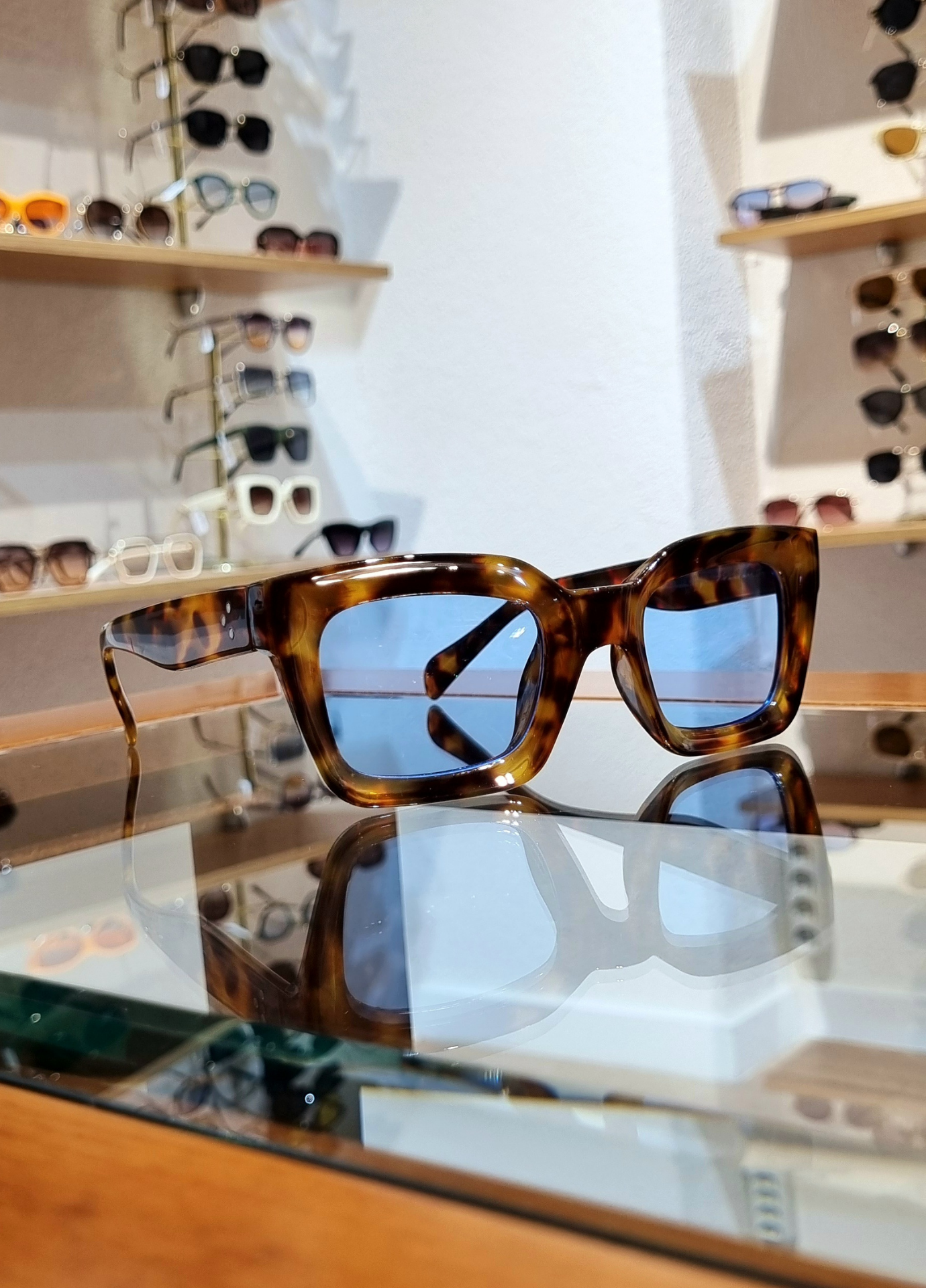 Melinda Leopar Çerçeve Mavi Lens Güneş Gözlüğü