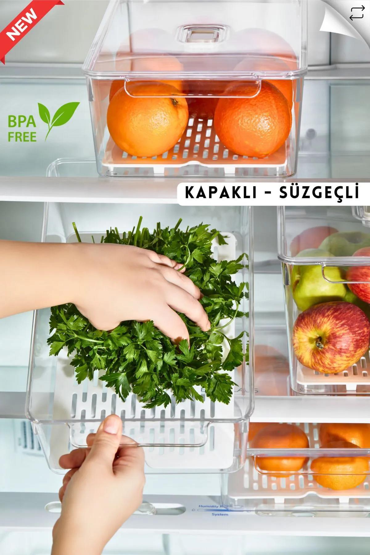 Gloss 6lı Mix SÜZGEÇLİ Kapaklı Buzdolabı Düzenleyici,dolap Içi Düzenleyici,organizer,saklama Kabı