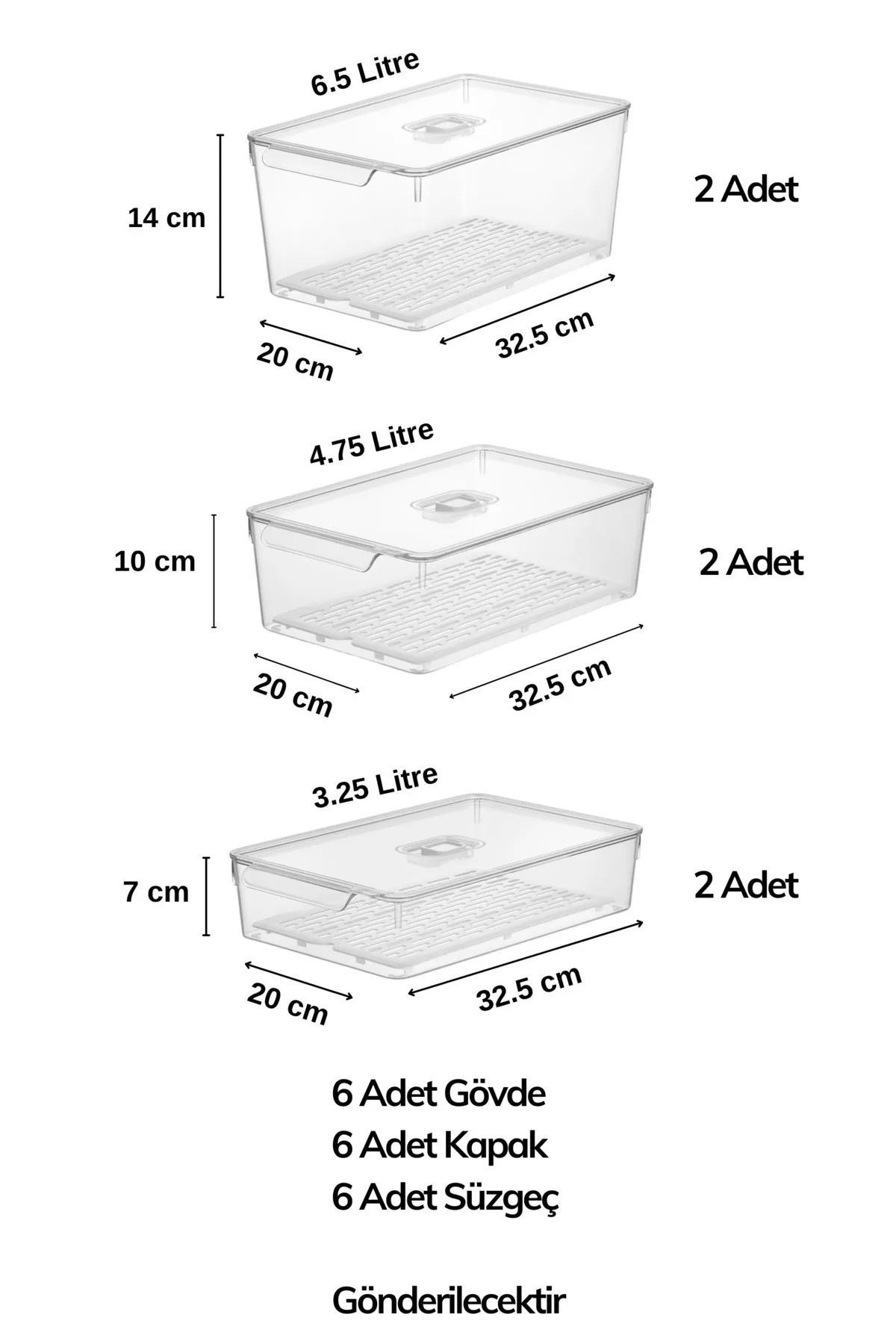 Gloss 6lı Mix SÜZGEÇLİ Kapaklı Buzdolabı Düzenleyici,dolap Içi Düzenleyici,organizer,saklama Kabı