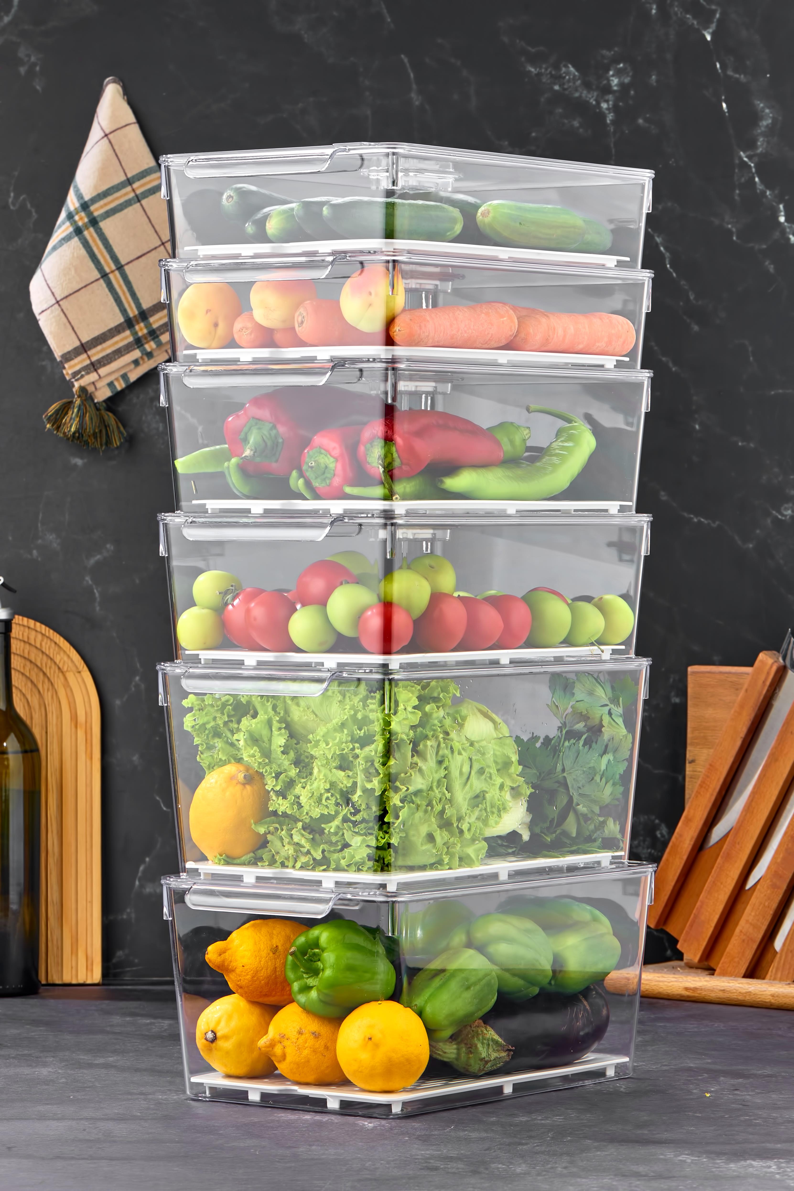 Gloss 6lı Mix SÜZGEÇLİ Kapaklı Buzdolabı Düzenleyici,dolap Içi Düzenleyici,organizer,saklama Kabı