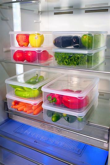 3.5 Lt Sızdırmaz 4 Adet Buzdolabı ve Dondurucu Düzenleyici Saklama Kabı Organizer ŞeffafMİHEL