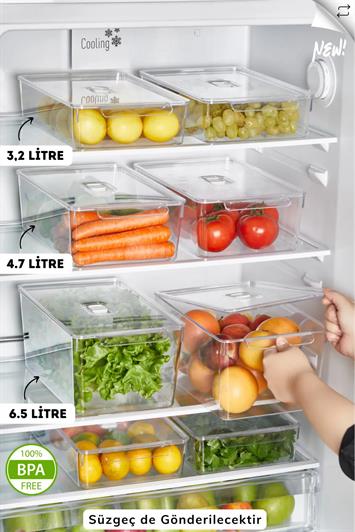 Gloss 6lı Mix SÜZGEÇLİ Kapaklı Buzdolabı Düzenleyici,dolap Içi Düzenleyici,organizer,saklama Kabı
