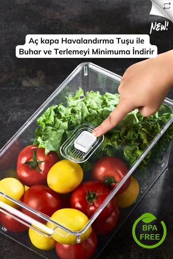 Gloss Large 3lü SÜZGEÇLİ Kapaklı Buzdolabı Düzenleyici,dolap Içi Düzenleyici,organizer,saklama Kabı