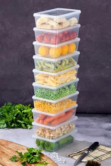 Mihel  Flexy 10 Adet 2 Litre Derin Dondurucu Kendinden Kapaklı Saklama kabı ŞeffafMİHEL
