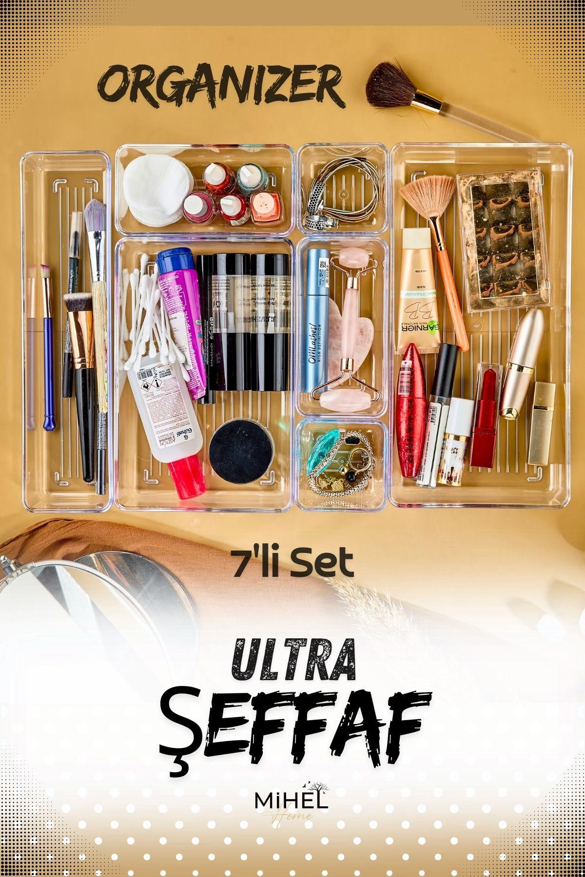 MİHEL Lego 7'li Ultra Şeffaf Akrilik Dolap içi ve Çekmece içi Düzenleyici OrganizerMİHEL