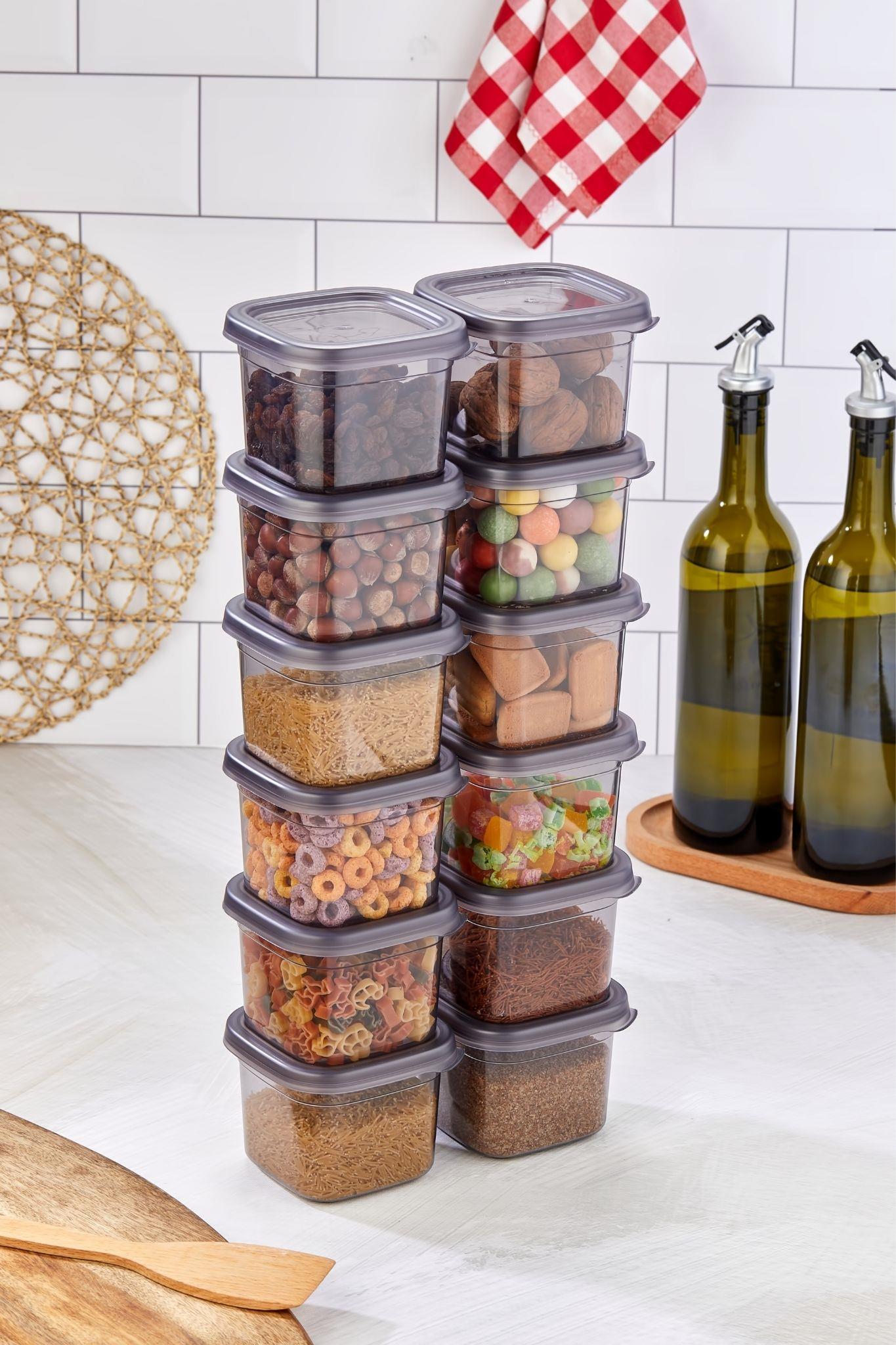 Mihel PEGİ 12'li 0.55 Litre Hava Almaz Kare Saklama Kabı Antrasit RenkMİHEL