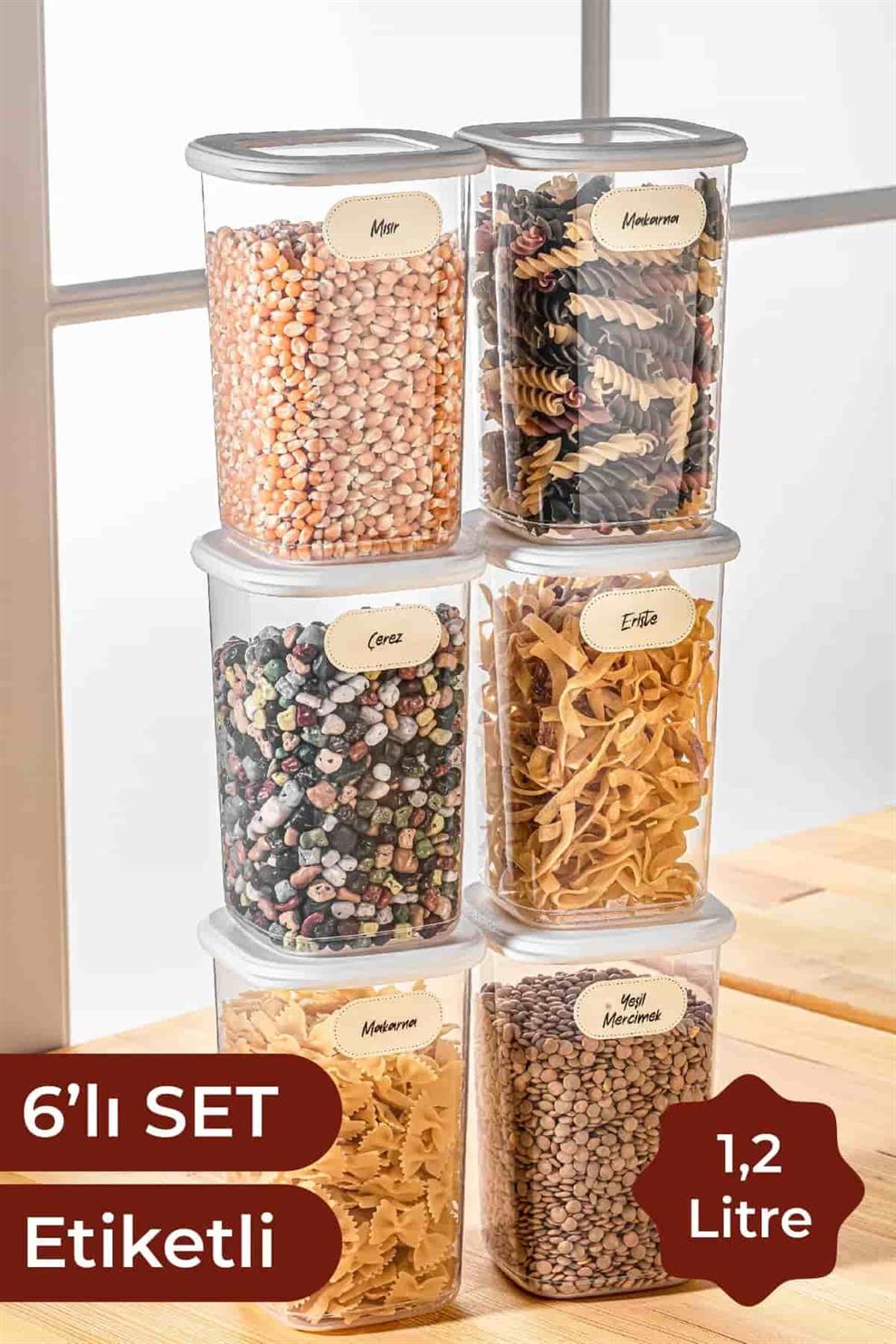 Mihel Poly 6'lı 1200ml Kare Saklama Kabı BEYAZ RenkMİHEL