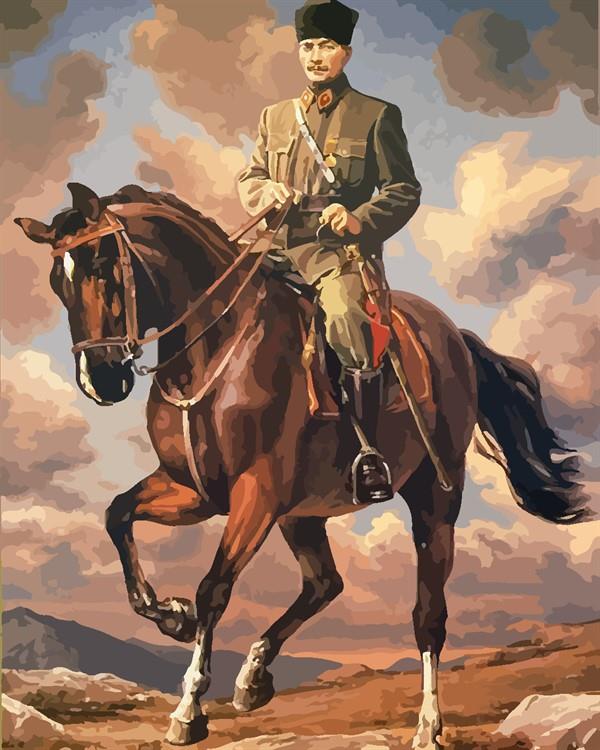 100. Yıl Özel Seri Atatürk Sayılarla Boyama Seti (Tuvale Gerili)