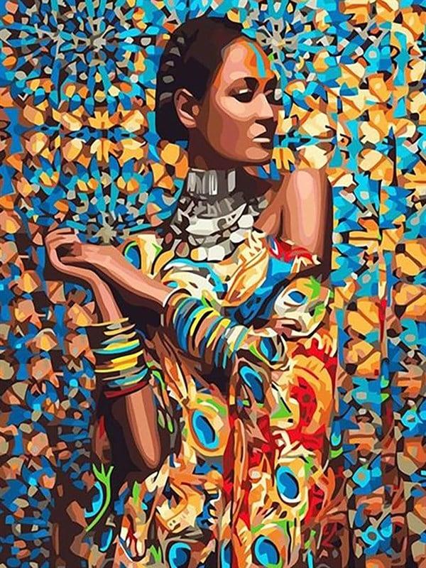 Afrikanın Yüzü Sayılarla Boyama Seti 40x50 cm (Tuvale Gerili)
