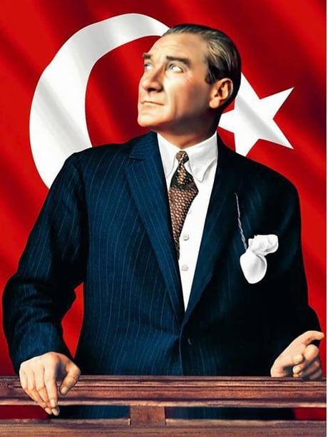 Atatürk ve Bayrak Sayılarla Boyama Seti  (Tuvale Gerili)