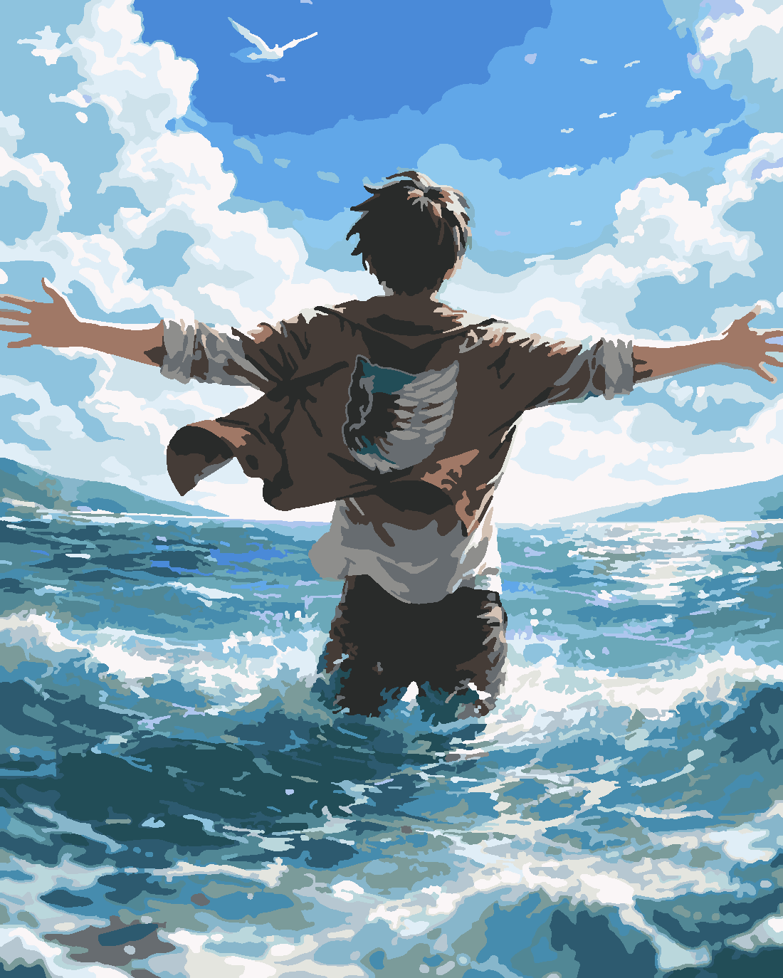 Attack of Titan Eren ve Özgürlük  Boyama Seti 40x50 cm (Tuvale Gerili)