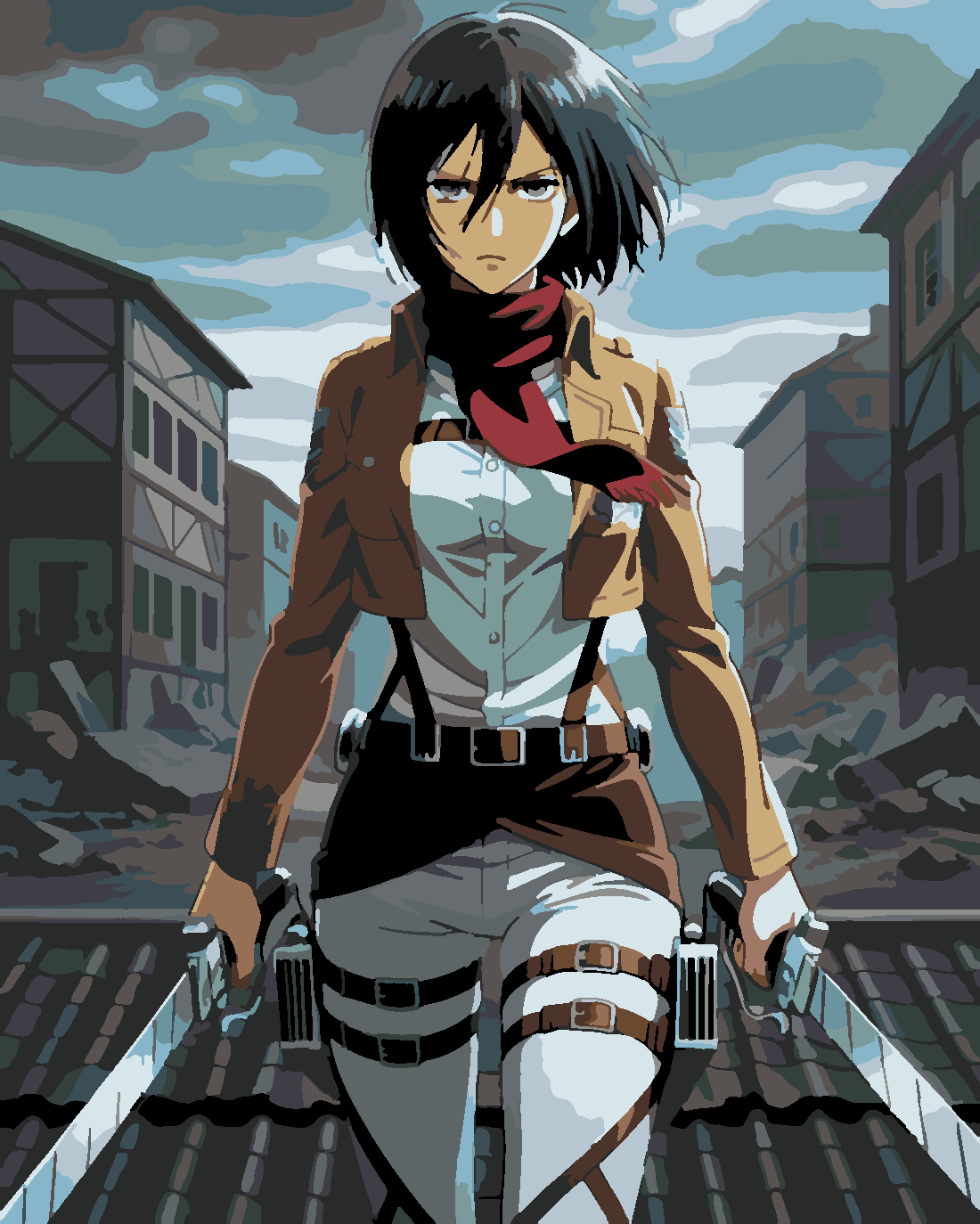 Attack of TitAttack of Titan Attack of Titan  Mikasa 6   Boyama Seti 40x50 cm (Tuvale Gerili)