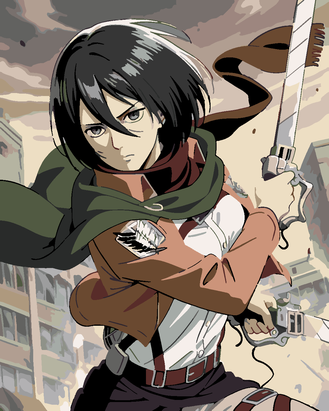 Attack of TitAttack of TitanAttack of Titan Mikasa 5 Boyama Seti 40x50 cm (Tuvale Gerili)