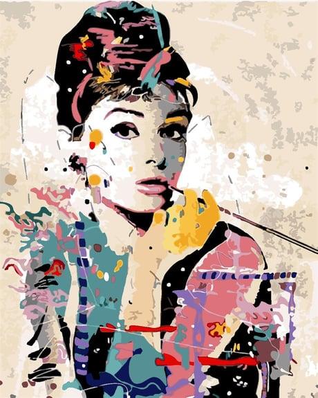 Audrey Hepburn Sayılarla Boyama Seti  (Tuvale Gerili)
