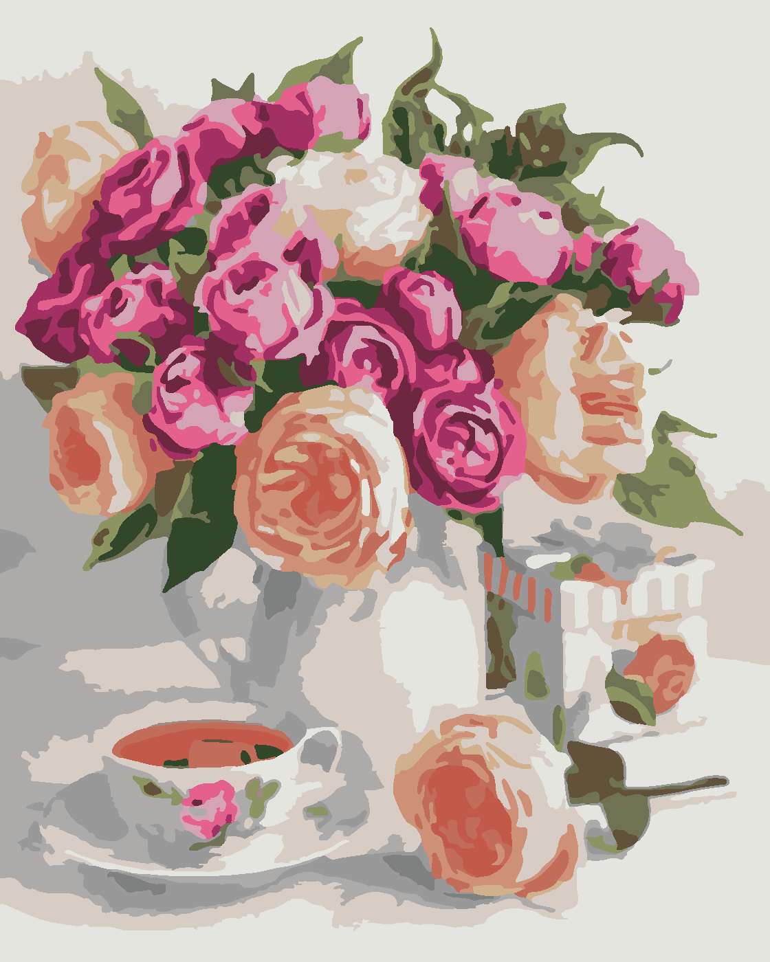 ÇAY SAATİ Boyama Seti 40x50 cm (Tuvale Gerili)