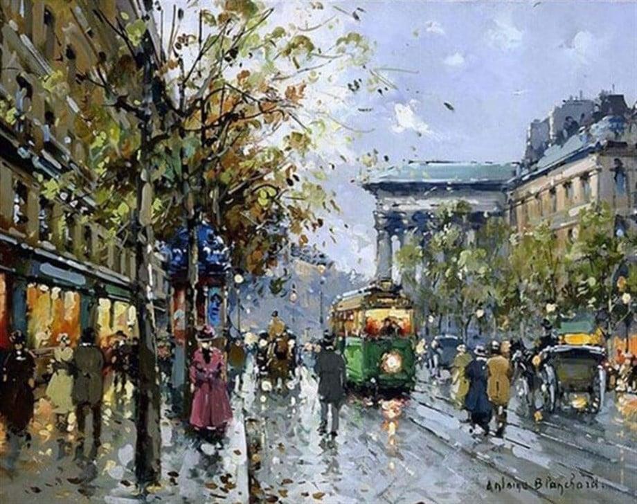 Cadde Kalabalıgı Sayılarla Boyama Seti 40x50 cm (Tuvale Gerili)