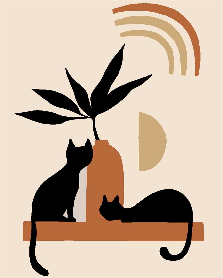Cat Sayılarla Boyama Seti 30x40 cm (Tuvale Gerili)