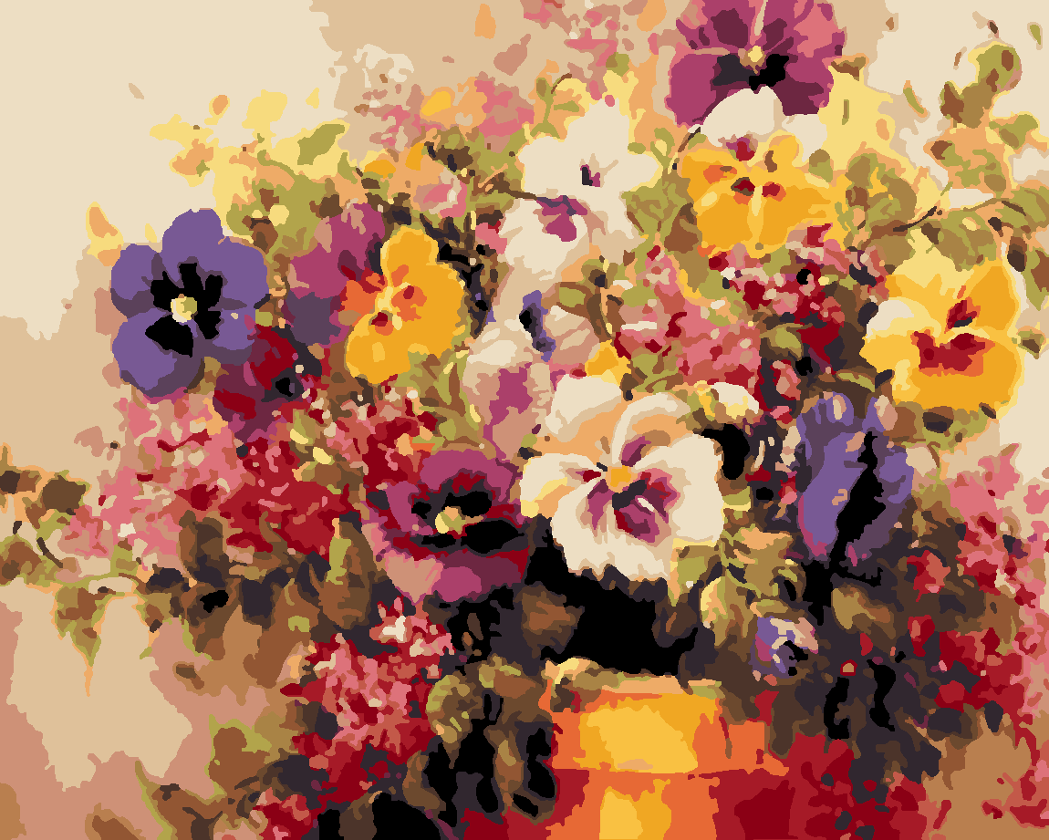 Çiçeklerin Uzandığı Yer Sayılarla Boyama Seti 40x50 cm (Tuvale Gerili)