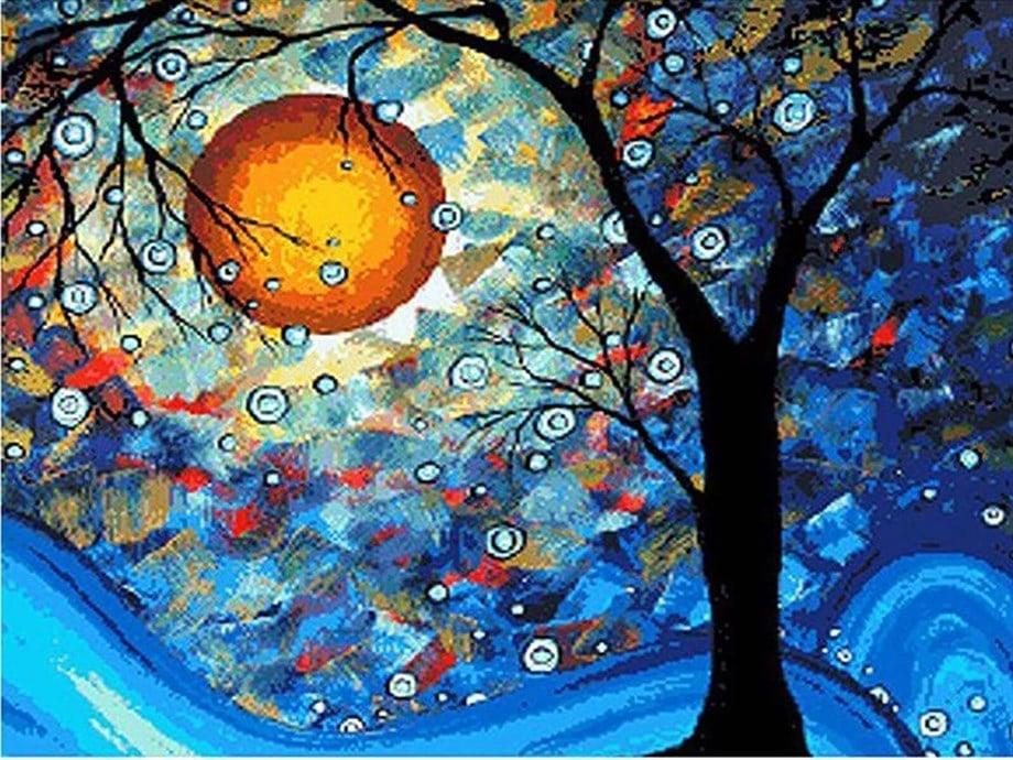 Dİlek Ağacı 2 Sayılarla Boyama Seti(40x50 cm Tuval Şasesine Gerili)