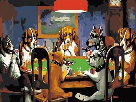 Dog Poker Sayılarla Boyama Seti 40x50 cm (Tuvale Gerili)