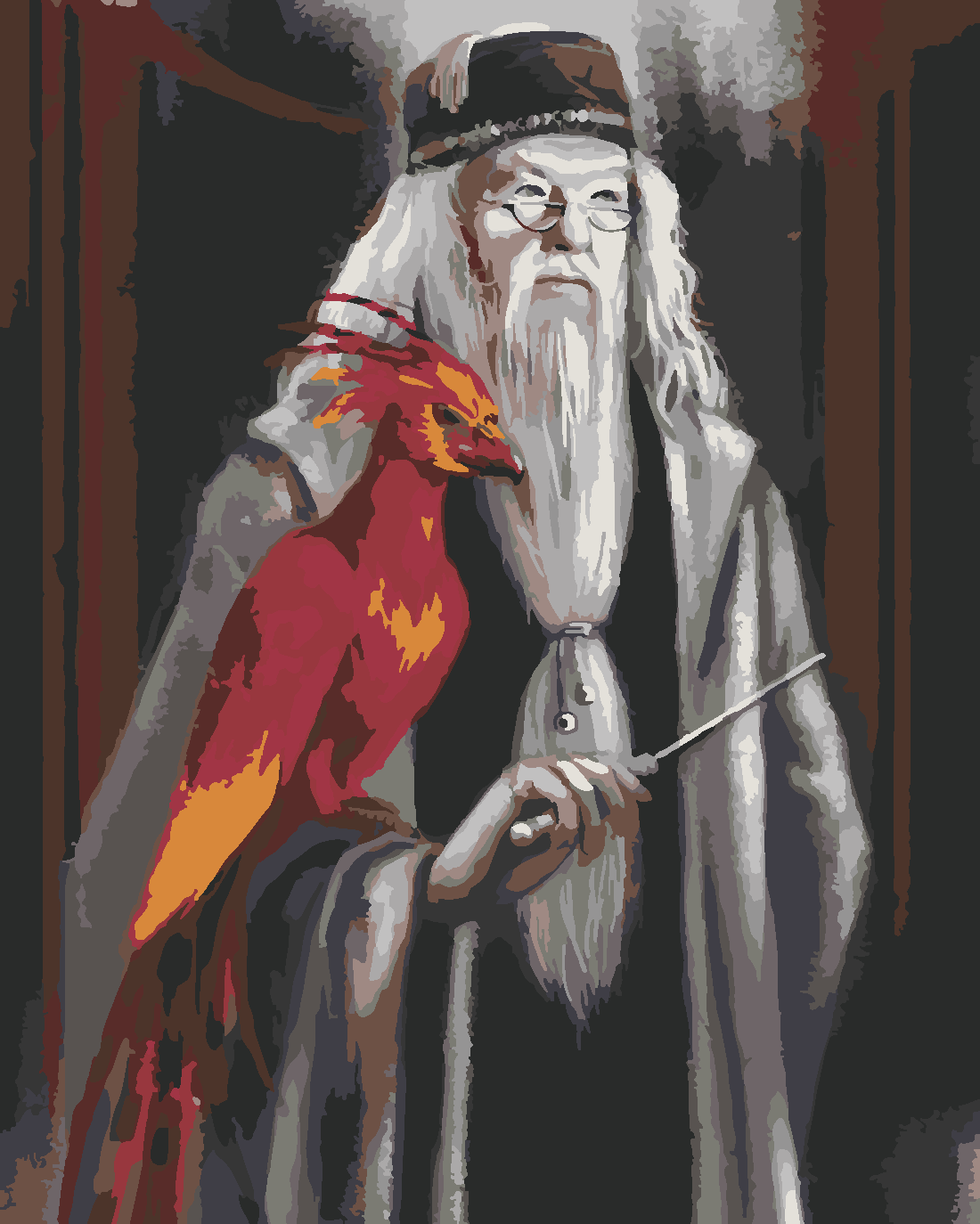 DUMBLEDORE VE ANKA KUŞU  Boyama Seti 40x50 cm (Tuvale Gerili)