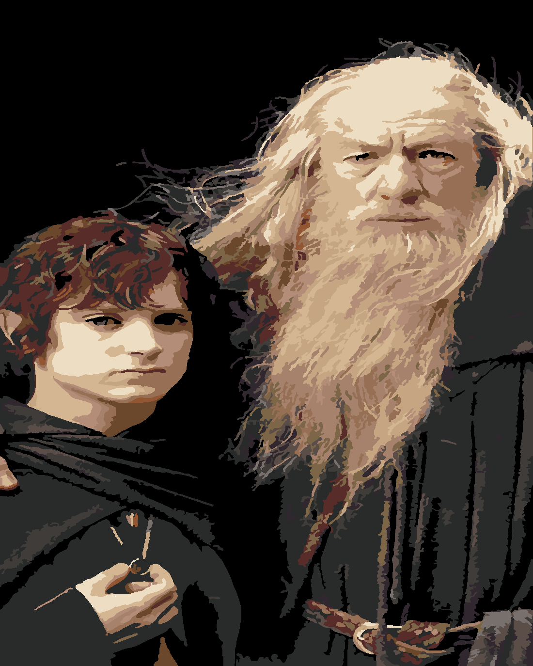 gandalf ve hobbit Boyama Seti 40x50 cm (Tuvale Gerili)