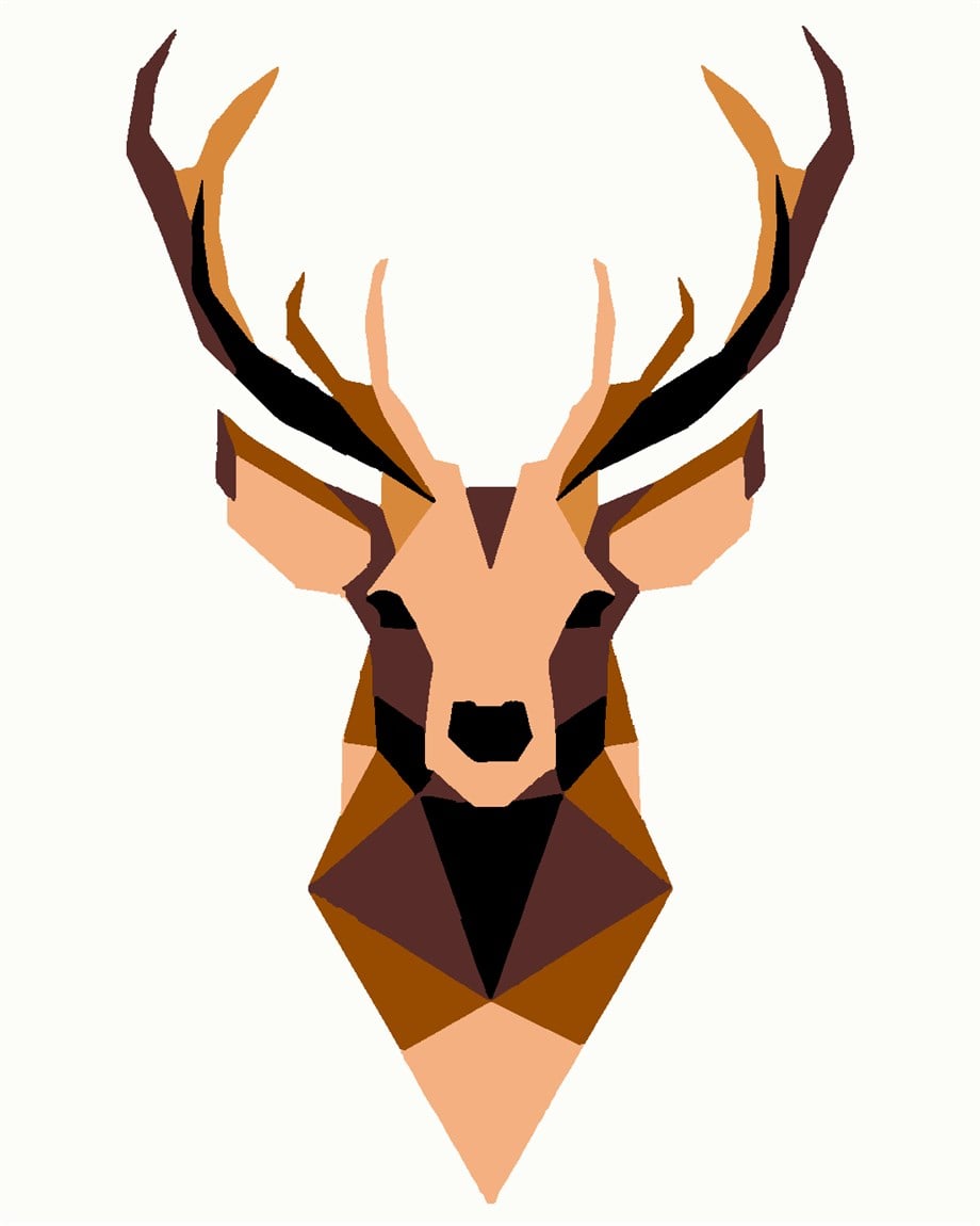Geyik Minimalist Sayılarla Boyama Seti 30x40 cm (Tuvale Gerili)