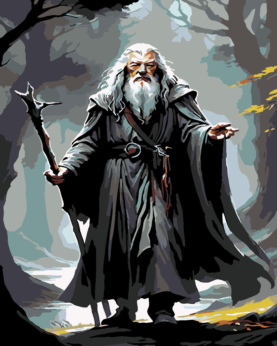 gri gandalf 2  Boyama Seti 40x50 cm (Tuvale Gerili)