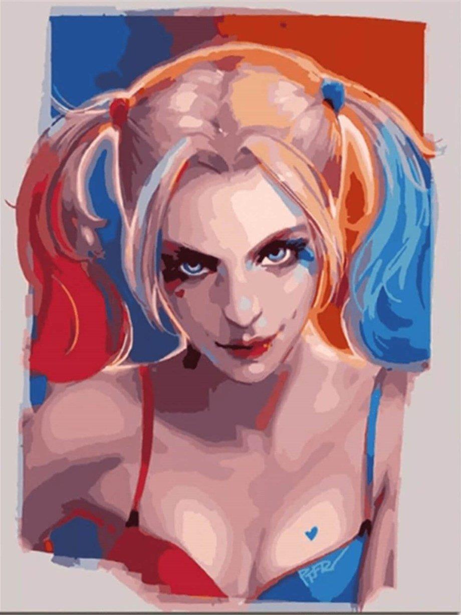 Harley Quın Sayılarla Boyama Seti 40x50 cm (Tuvale Gerili)