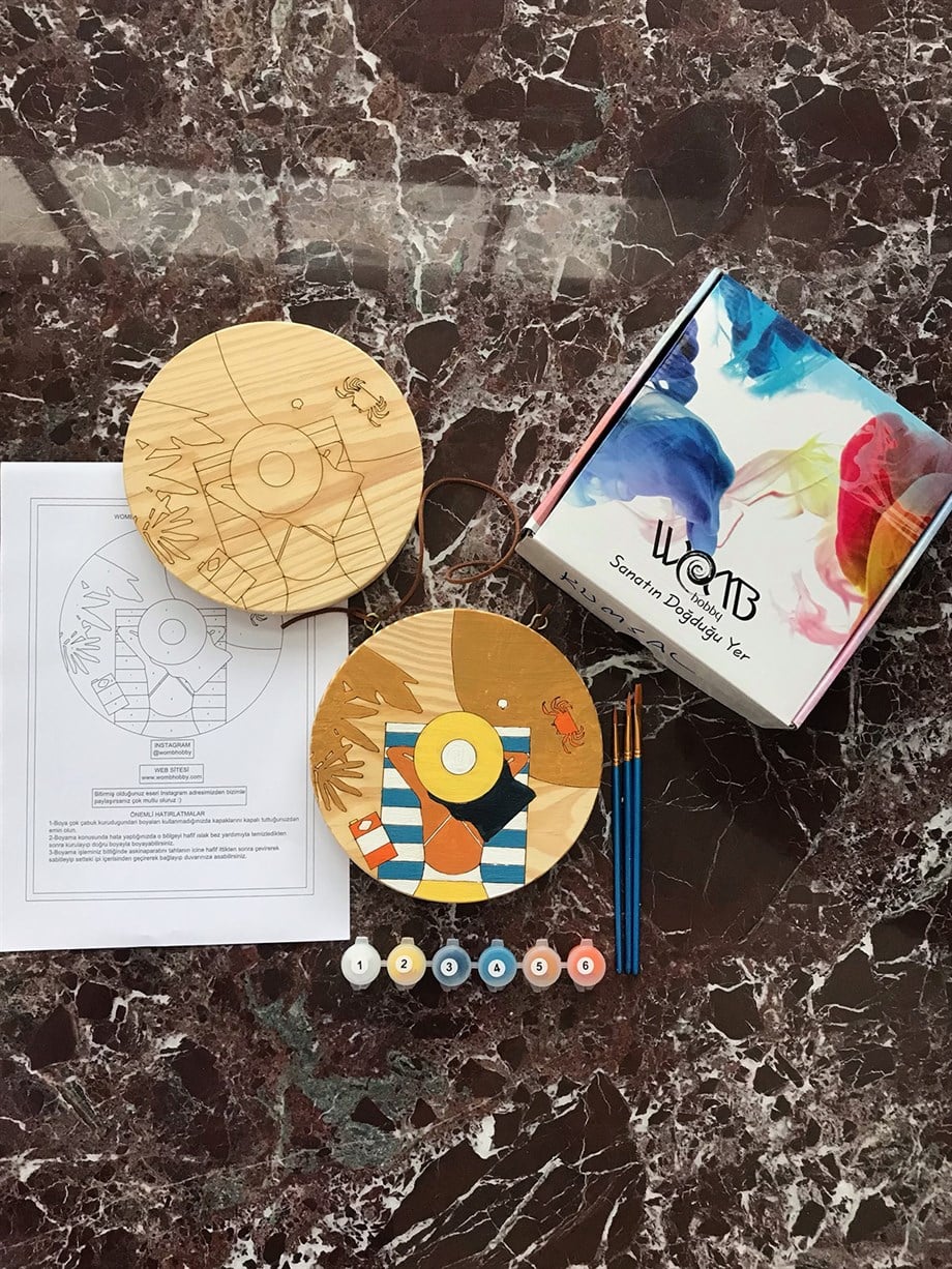 Kumsal Ahşap Boyama Seti(doğal amerikan çamı 19 cm çap 2.5 cm kalınlık)